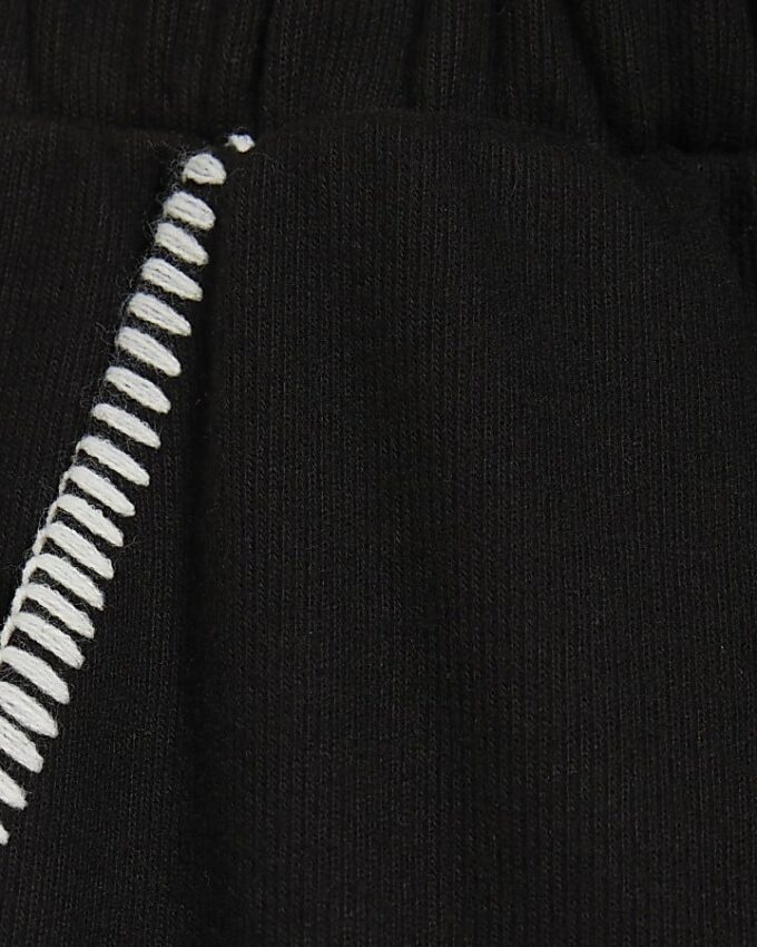 Black Whipstitch Cosy Wide Leg Joggers