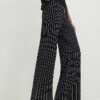 Black Wide Leg Pinstripe Knitted Trousers