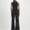 Black Wide Leg Pinstripe Knitted Trousers