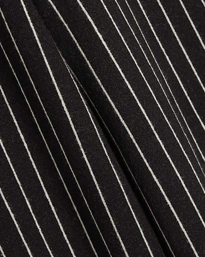 Black Wide Leg Pinstripe Knitted Trousers