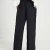 Black Wide Leg Tailored Trousers