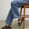 Black Woven Buckle Flatform Sandals