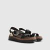 Black Woven Buckle Flatform Sandals