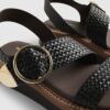 Black Woven Buckle Flatform Sandals