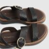 Black Woven Buckle Flatform Sandals