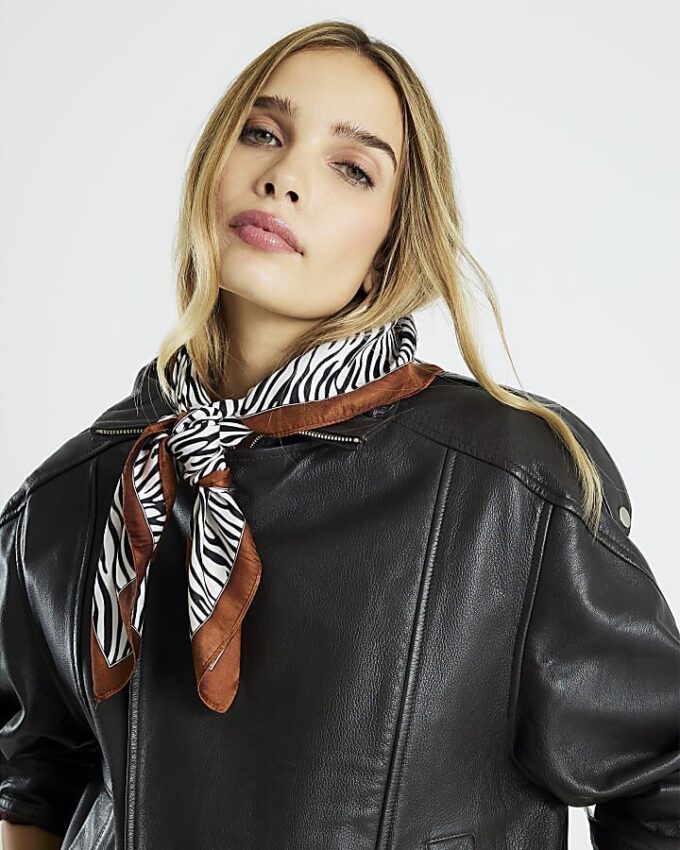 Black Zebra Print Neck Scarf