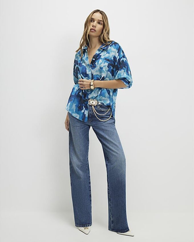 Blue Abstract Print Blouse