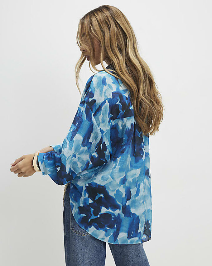 Blue Abstract Print Blouse