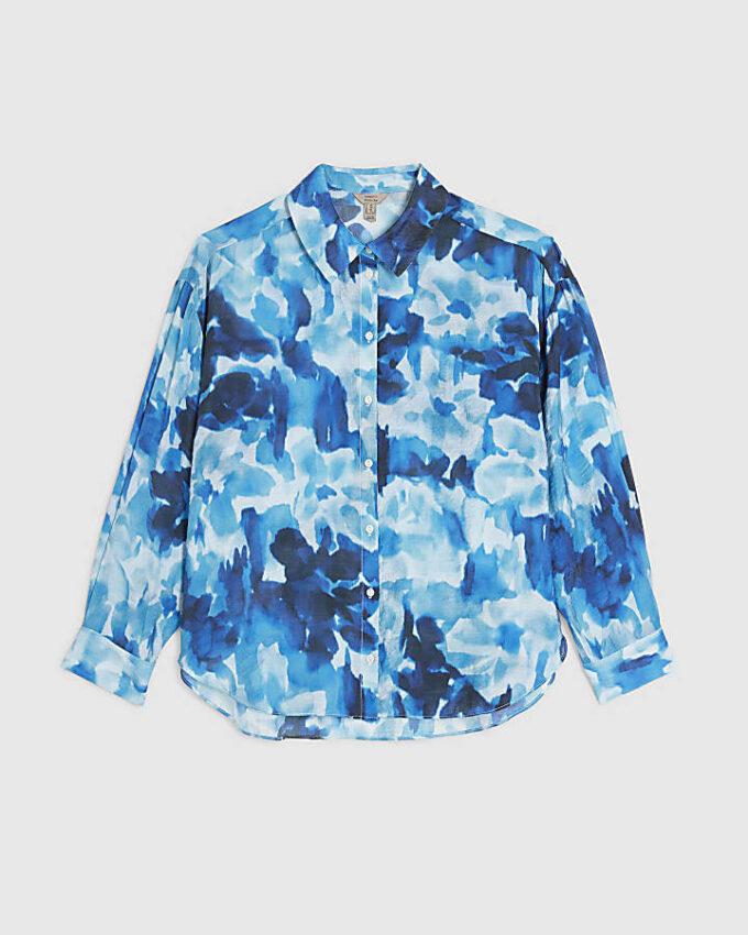 Blue Abstract Print Blouse