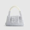 Blue Beaded Pearl Clutch Bag