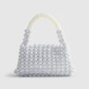 Blue Beaded Pearl Clutch Bag