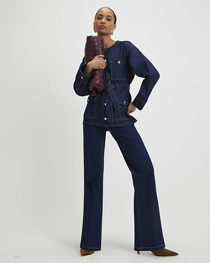 Blue Belted Denim Jacket