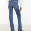 Blue Belted Stretch Straight Leg Jeans