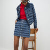 Blue Boucle Scallop Mini Skirt