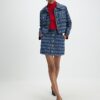 Blue Boucle Scallop Mini Skirt