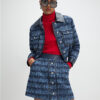 Blue Boucle Scallop Mini Skirt