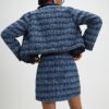 Blue Boucle Scallop Mini Skirt