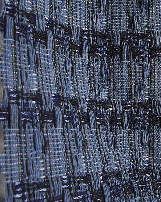 Blue Boucle Scallop Mini Skirt
