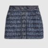 Blue Boucle Scallop Mini Skirt