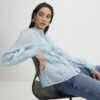 Blue Broderie Long Sleeve Shirt