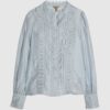 Blue Broderie Long Sleeve Shirt