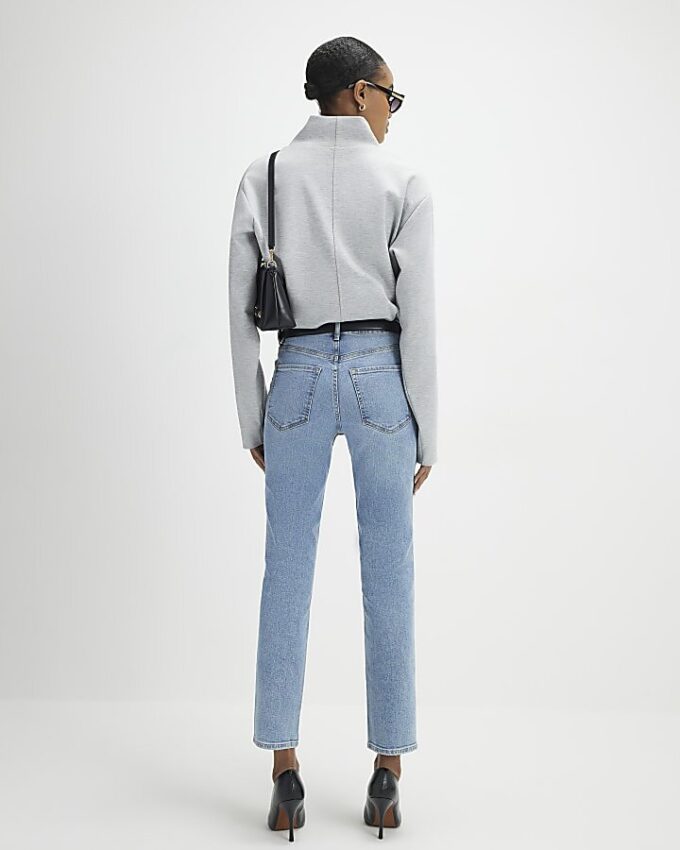 Blue Classic High Waisted Slim Fit Jeans