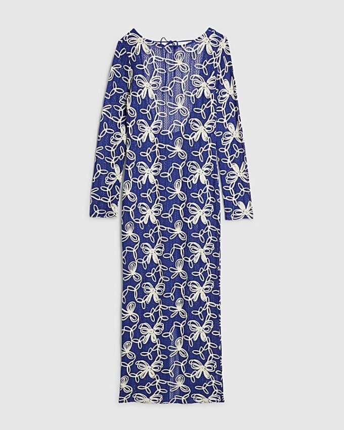 Blue Cornelli Crochet Maxi Beach Dress