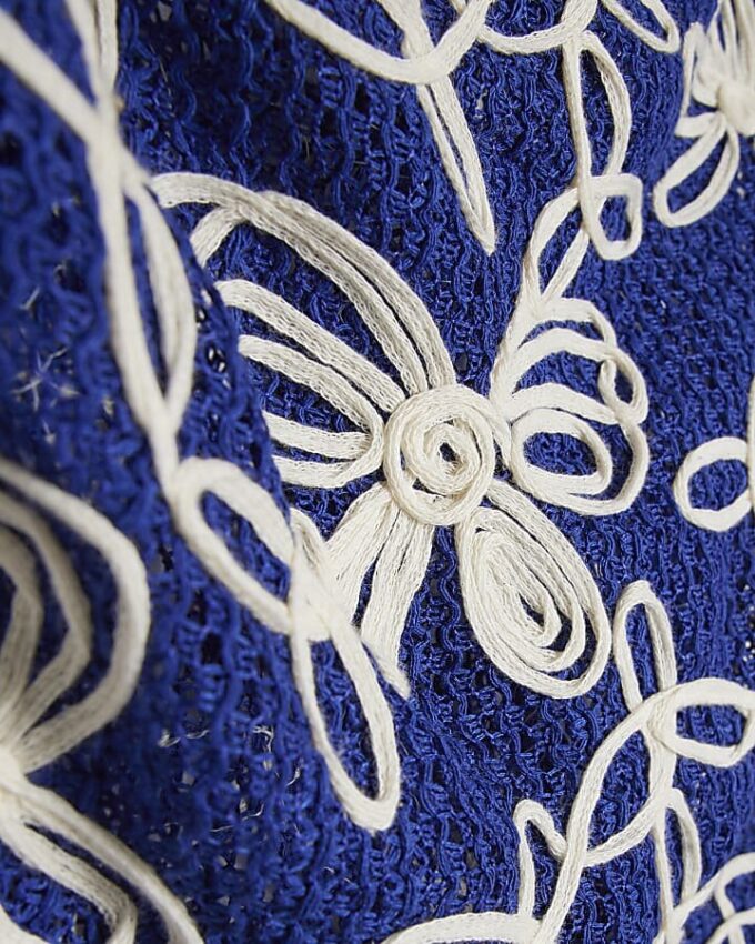 Blue Cornelli Crochet Mini Beach Dress