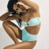 Blue Cornelli Print Bandeau Bikini Top