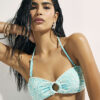 Blue Cornelli Print Bandeau Bikini Top