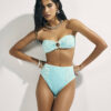 Blue Cornelli Print Bandeau Bikini Top