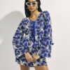 Blue Cornelli Tie front Beach Top