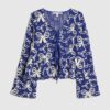 Blue Cornelli Tie front Beach Top