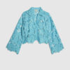 Blue Cutwork Sequin Beach Shirt