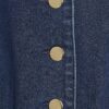 Blue Denim Button Cap Sleeve Midi Dress