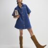 Blue Denim Button Through Mini Dress