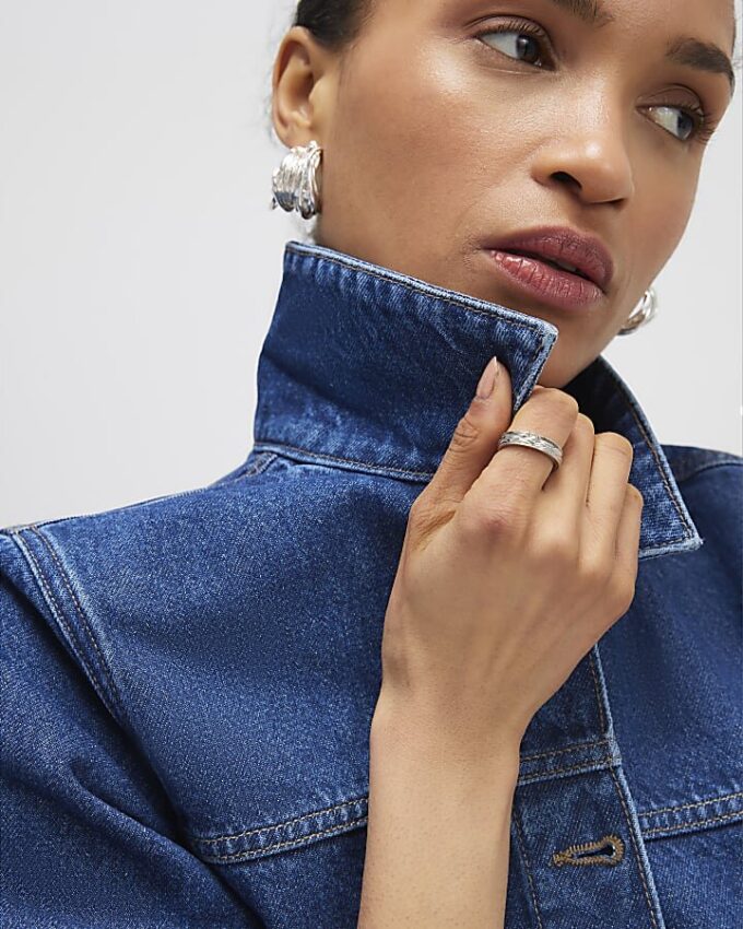 Blue Denim Button Through Mini Dress