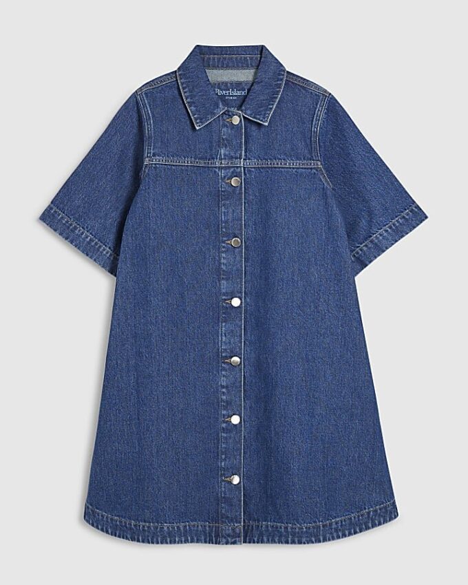 Blue Denim Button Through Mini Dress