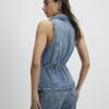 Blue Denim Elasticated Sleeveless Waistcoat
