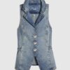 Blue Denim Elasticated Sleeveless Waistcoat