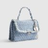 Blue Denim Front Flap Shoulder Bag