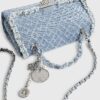 Blue Denim Front Flap Shoulder Bag