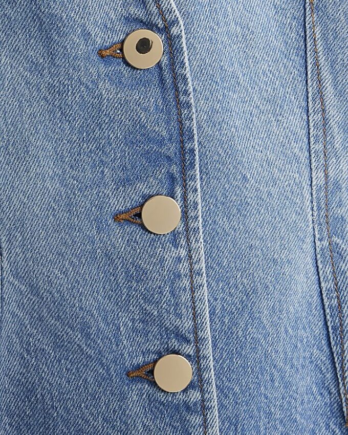 Blue Denim Long Puff Sleeve Jacket