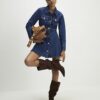 Blue Denim Long Sleeve Mini Dress
