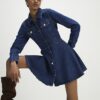 Blue Denim Long Sleeve Mini Dress