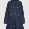Blue Denim Long Sleeve Mini Dress