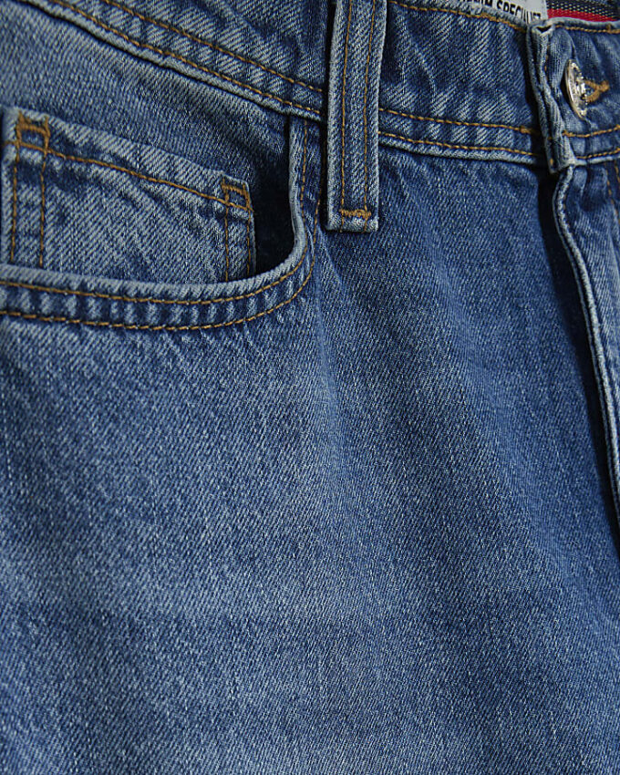Blue Denim Seamed Barrel Jeans
