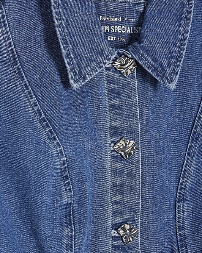 Blue Denim Seamed Dress