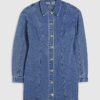 Blue Denim Seamed Dress