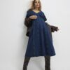 Blue Denim Short Sleeve Seamed Midi Dress Blue Denim Short Sleeve Seamed Midi Dress
